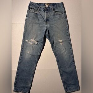 Vtg LL Bean Classic Fit Straight Leg Distressed Blue Denim Jeans Y2K 90’s 35x34